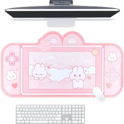 Kitty Mouse Pads Desk Pad NS Switch Keyboard Gaming XXL Large Mat Bunny Mousepad Pink Kawaii Cute Anime Desk Blotter Protector