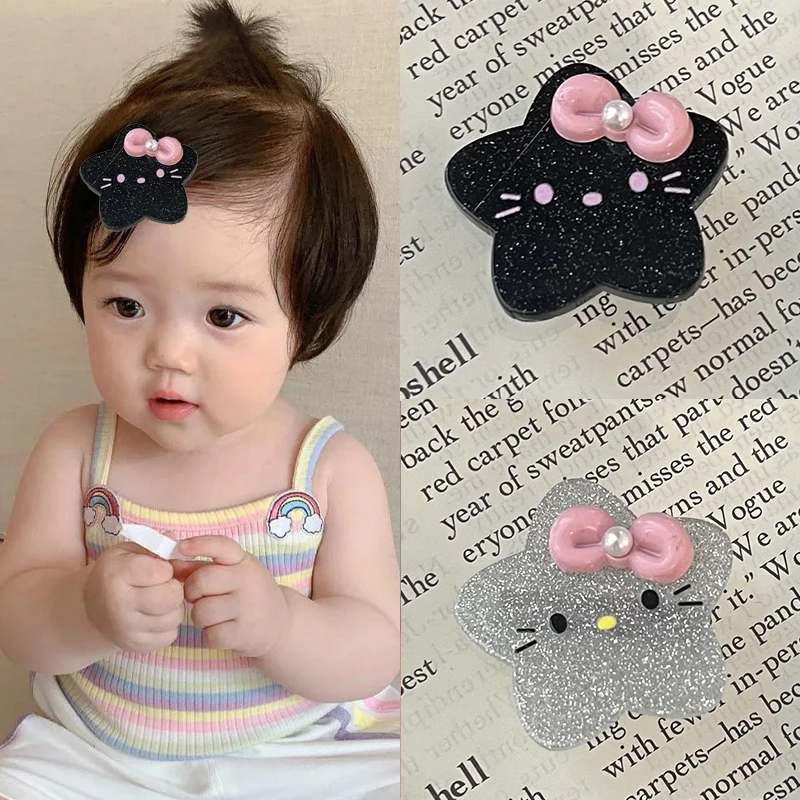 Cute Y2k Girl Hello Kitty Hairpin Girl Hair Clips Ornaments Side Bangs Duckbill Clip Cartoon Headdress Hair Accessor