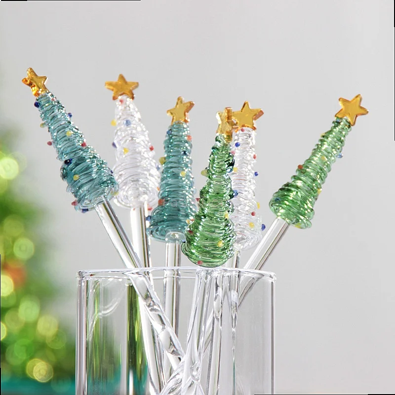 Christmas Gift Glass Spoon Milk Powder Tea Mixing Bar High Borosilicate Food Grade Coffee Stirrer