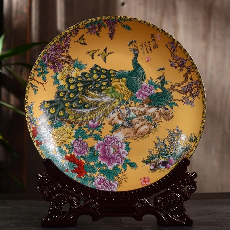 

20CM Ceramic Plate Ornaments Home Decorations Furnishings Flower Arrangement Home Crafts Modern With Base