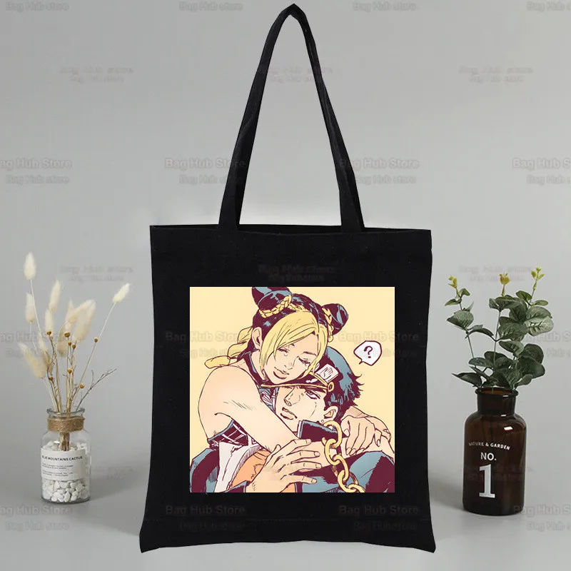 Jolyne Cujoh-Sac à provisions en toile noire pour femme, sac à soupe amusant, aventure initiée, Harajuku, pierre, océan