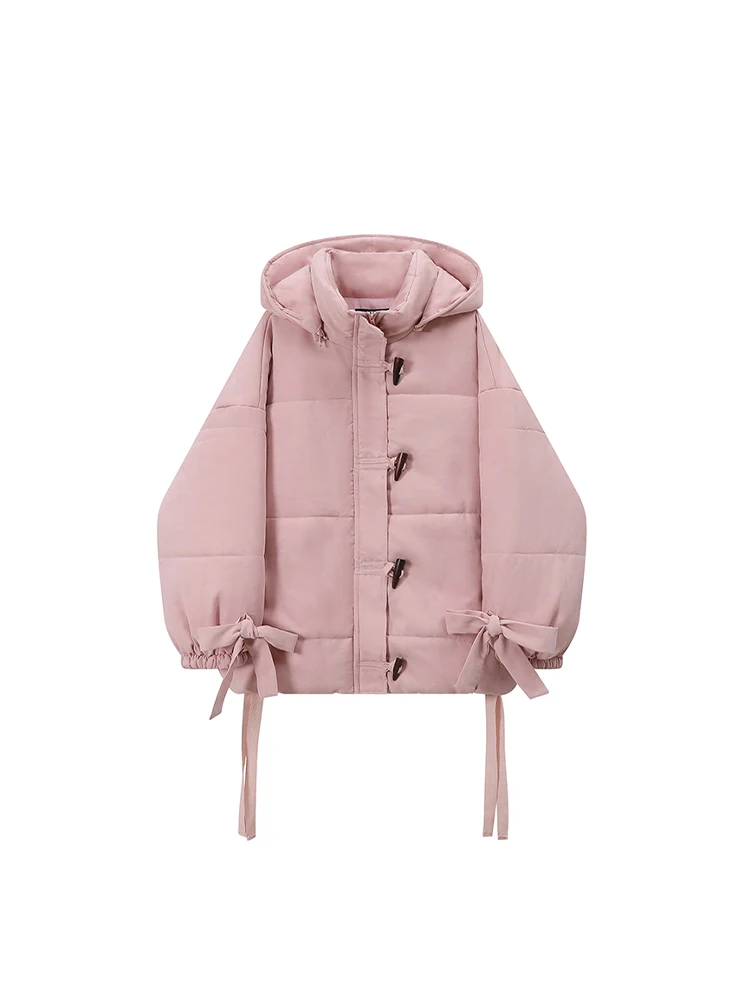 Women\'s Pink Parka Jacket Thicken Warm Cotton Jacket Harajuku Vintage Hoodies Padded Jackets Outerwear 90s 2000s Clothes Winter