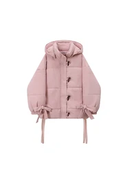 Women's Pink Parka Jacket Thicken Warm Cotton Jacket Harajuku Vintage Hoodies Padded Jackets Outerwear 90s 2000s Clothes Winter