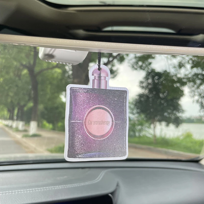 Purple perfume bottle glass car-mounted aromatherapy car perfume perfume long-lasting fragrance pendant piece out of the mouth f