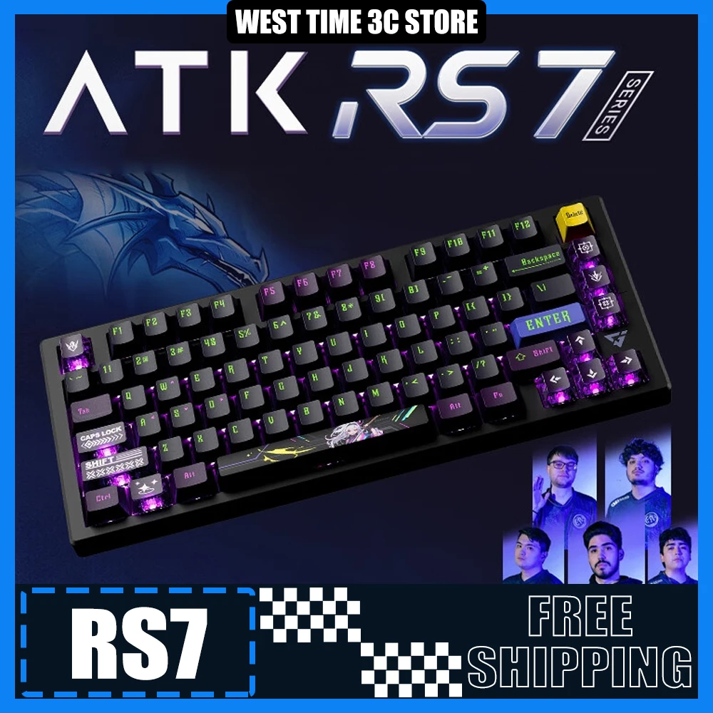 

Клавиатура ATK RS7 Механическая с магнитным переключателем, проводная игровая смарт-клавиатура 8K с RGB быстрой пусковой установкой для различных геймеров, ПК, подарки