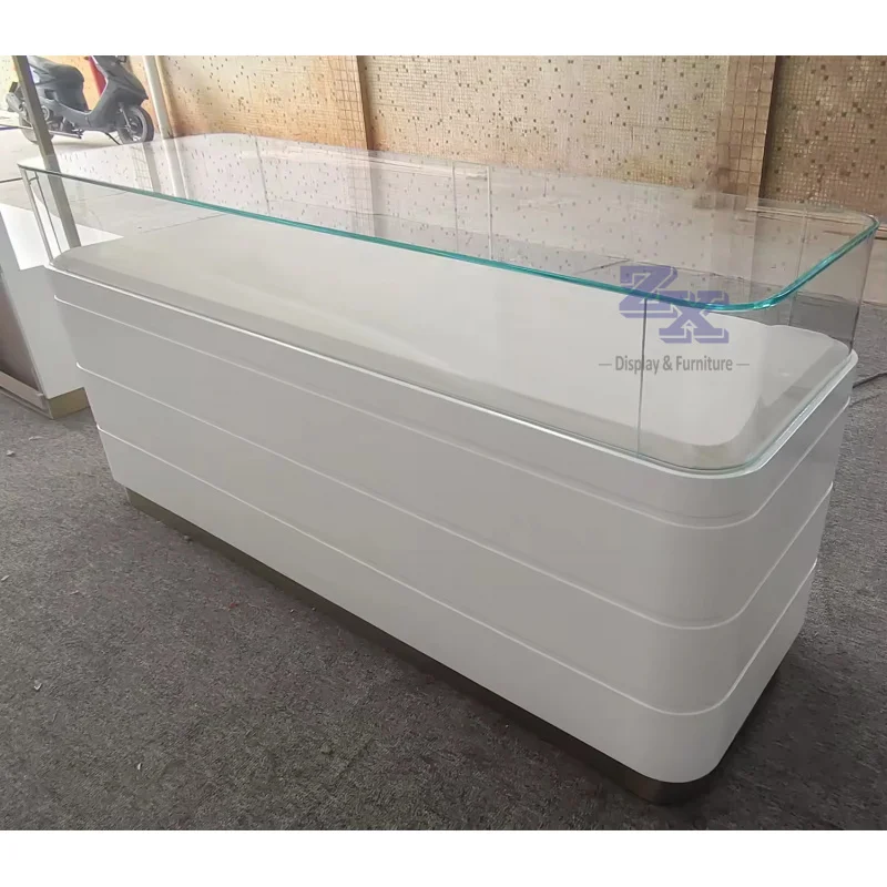 custom.Customized Jewelry Kiosk White Color Jewelry Furniture Display with Led Lights