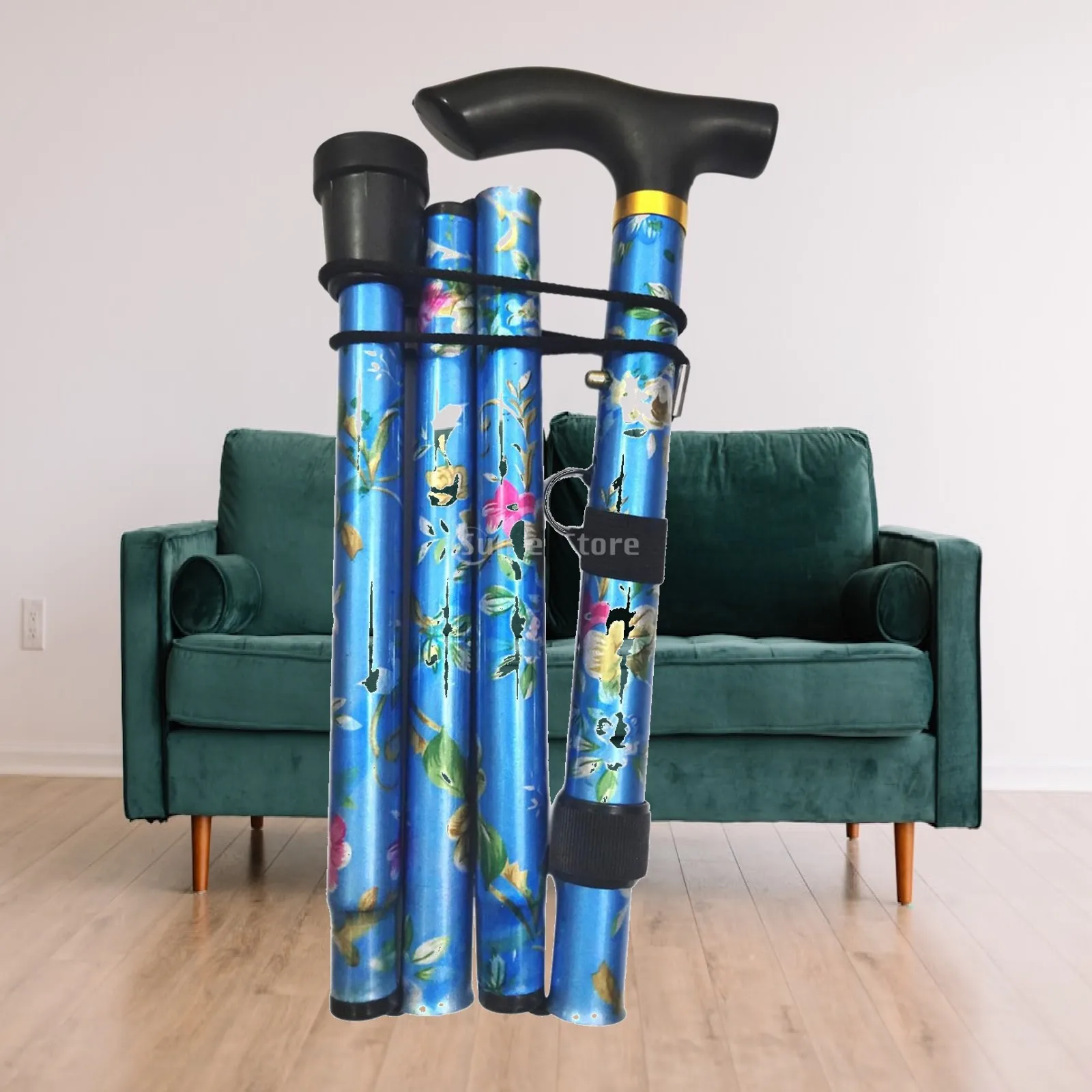 

Folding Canes Aluminum Alloy Collapsible Walking Stick Anti Skid Mountaineering Pole for Outdoor Elderly Hiking Camping