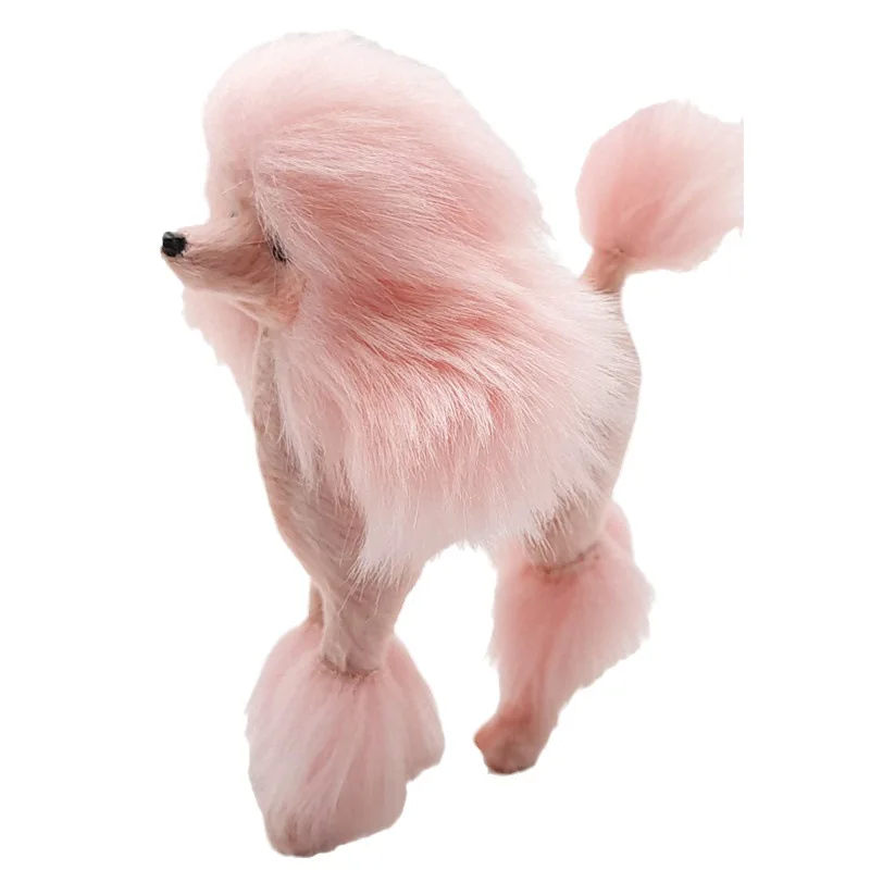 4 Inch Pink Poodle Figure Simulation Dog Plush Toys Gift Crafts  Home Decoration Living Room Decoration