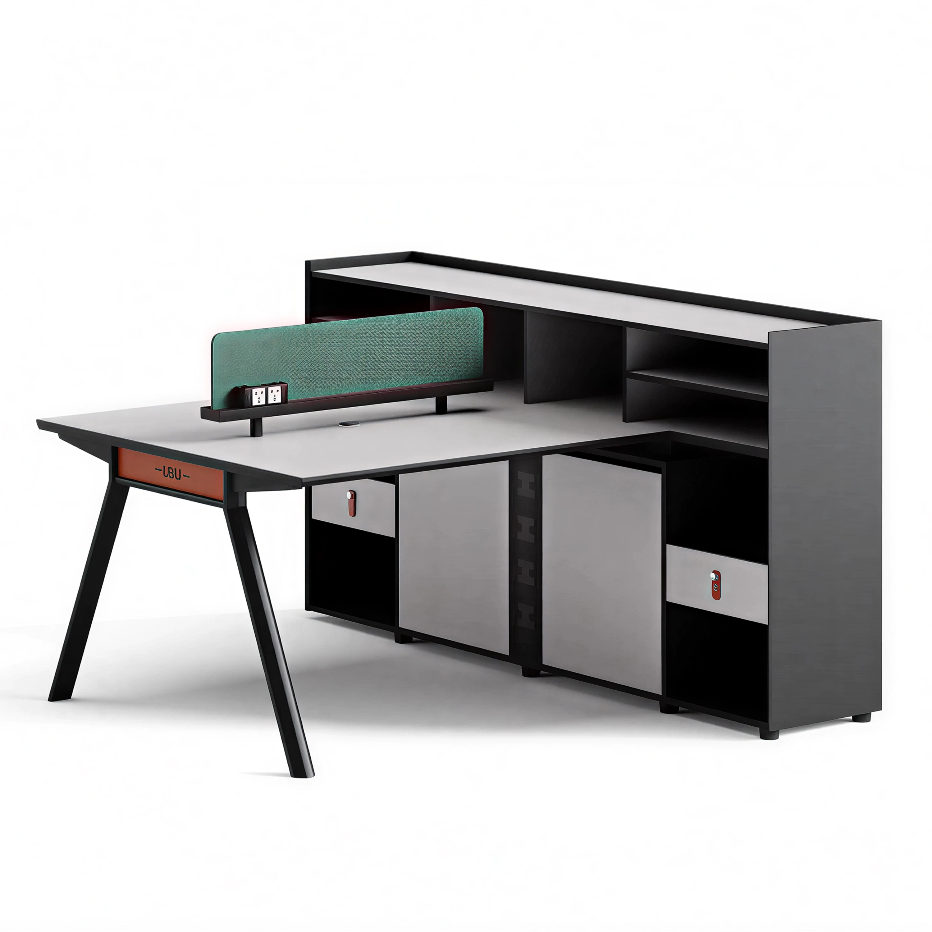 

@#Ergonomic Financial Office Desk with Humanized Height Design Lumbar Support Baffle Spacious Leg Room for Long-hour Office Work