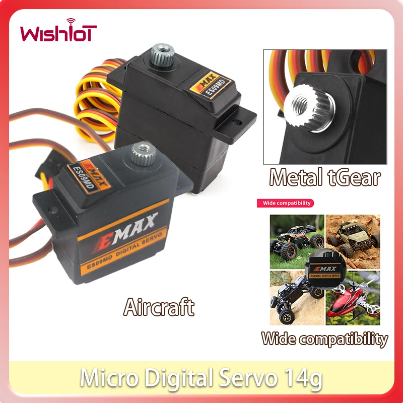 

14 г микро цифровой сервопривод ES09MD металлическая шестерня 4,8 В-6,0 В для DIY RC дронов модель самолета игрушки аксессуары для сервоприводов
