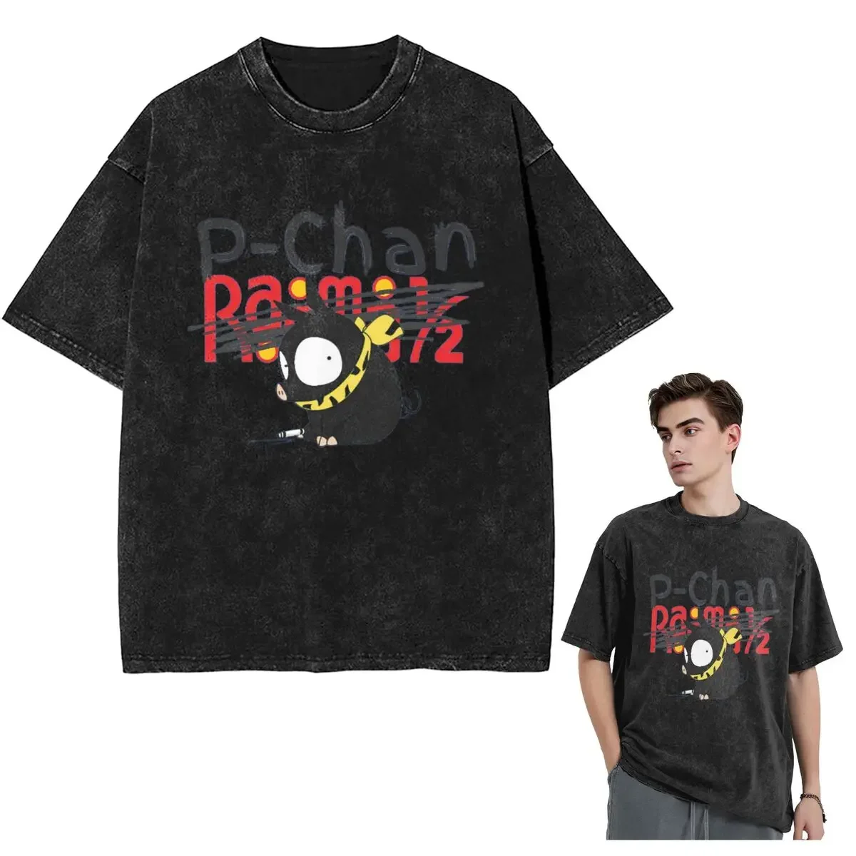 

Streetwear T-Shirts P-Chan Ranma 12 Washed T Shirt Short Sleeve Hip Hop T-Shirt Tops Tees for Men Women