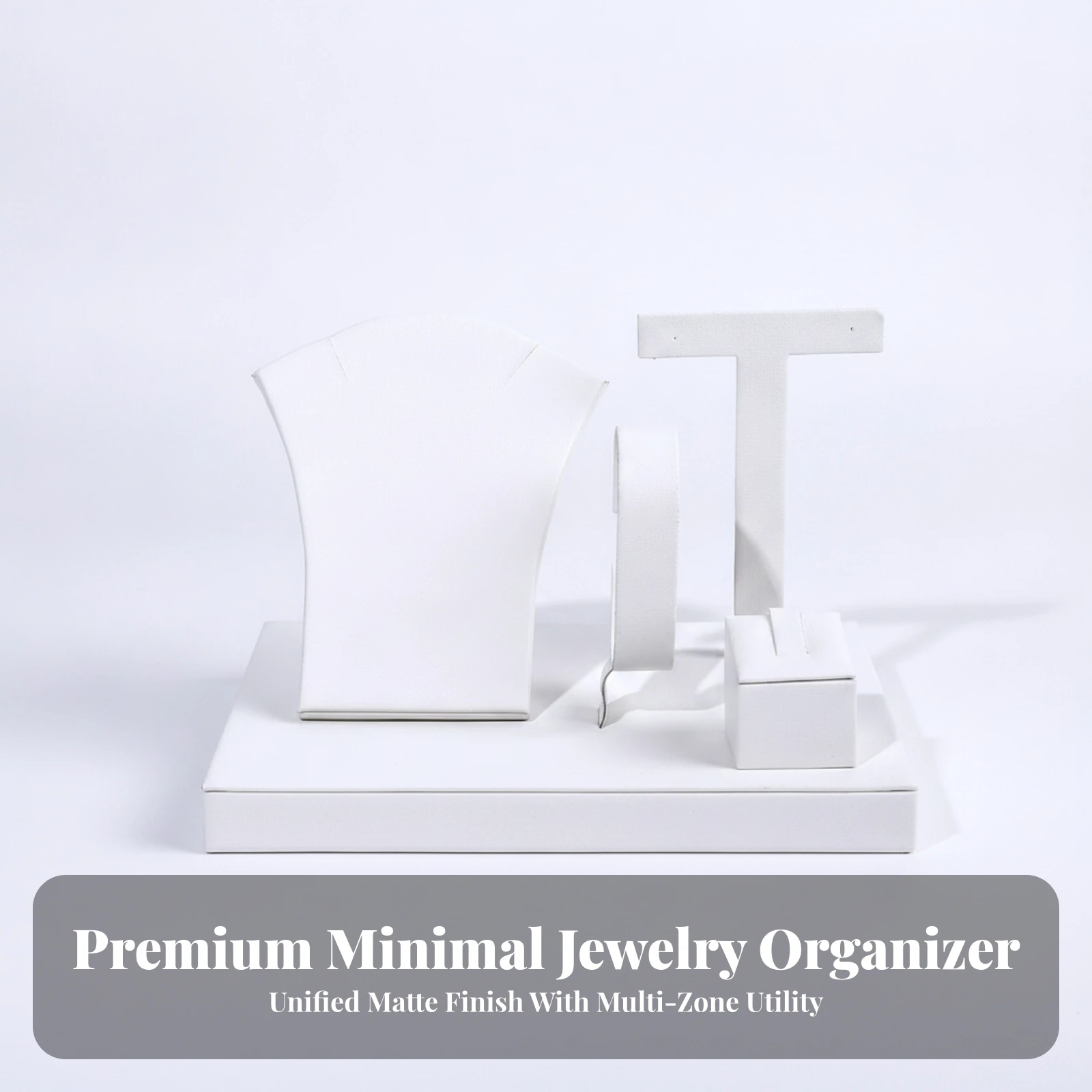 Jewelry Display Stand 4-in-1 Jewelry Display with Necklace Bust Necklace Bust Stand Soft Compact for Vanity, Retail Counters