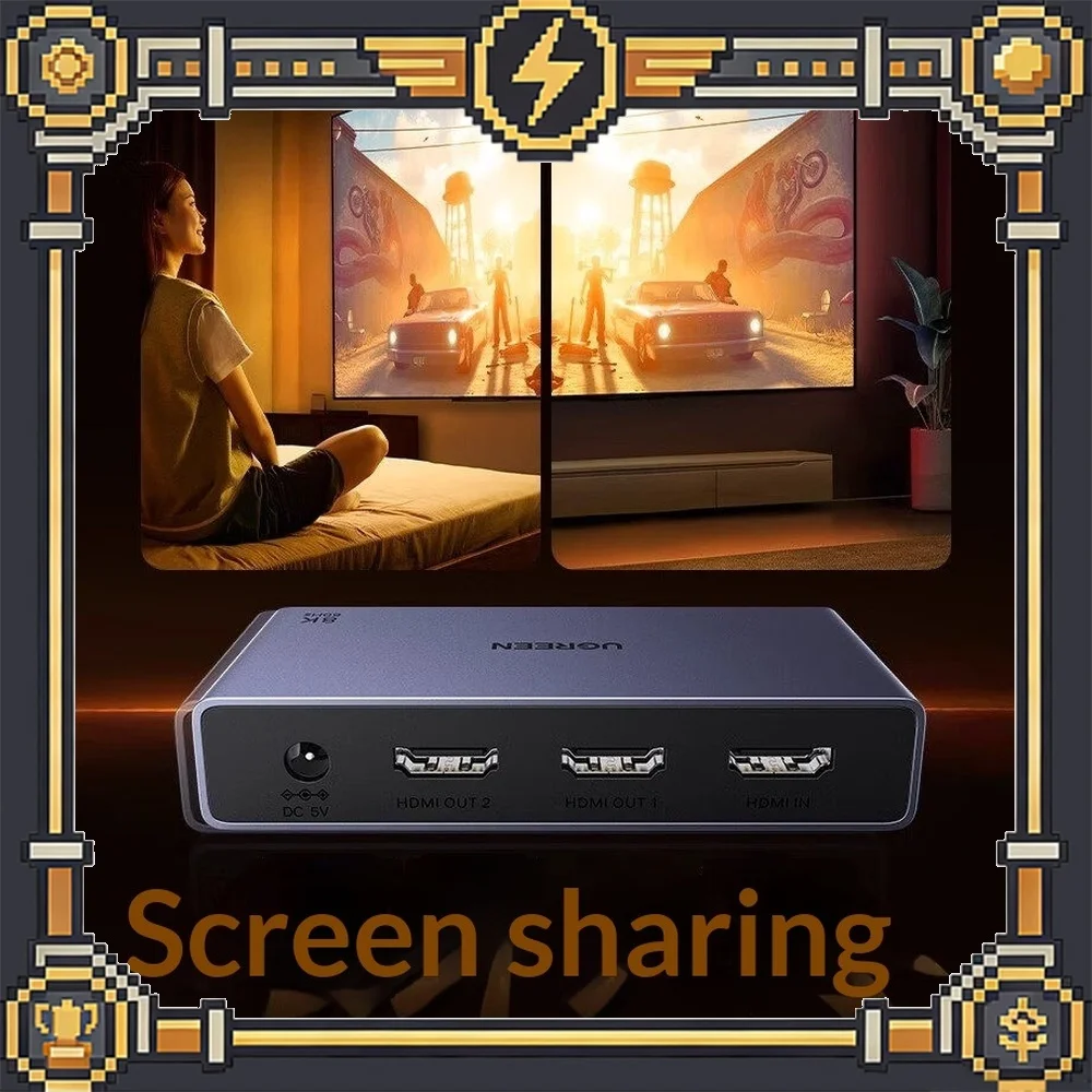 UGREEN CM694 HDMI 2.1 Splitter 1 in 2 Out 8K 60Hz Aluminum Dual Screen for Monitor TV Projector