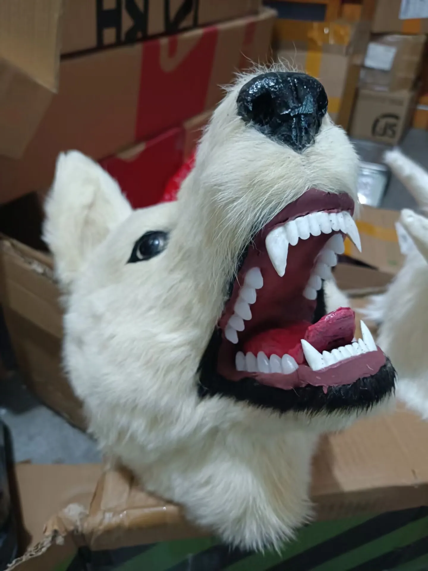 white simulation plastic&fur wolf head model home decoration gift about 30cm T0199