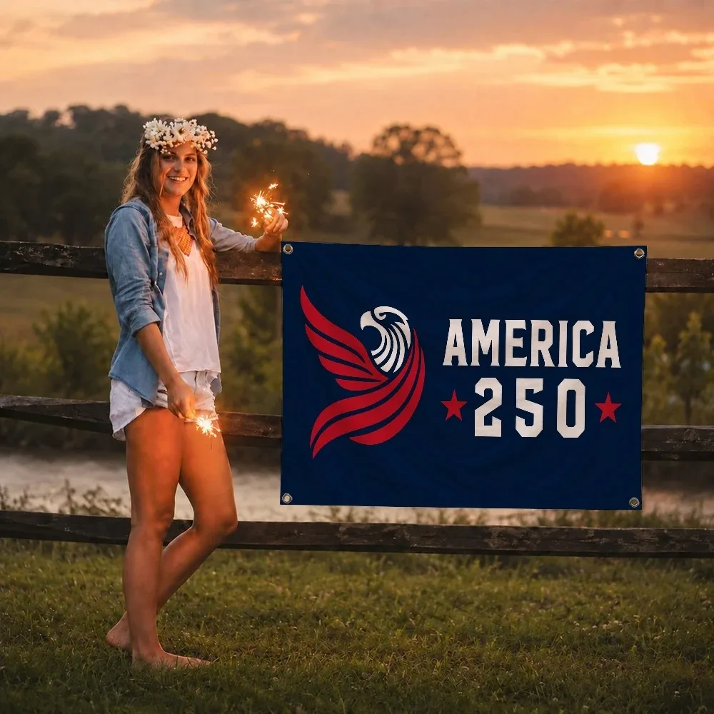 FREEDOM America 250 th Anniversary flag Decoration Outdoor Picnic Party Art Hanging Home Camping Party Banner