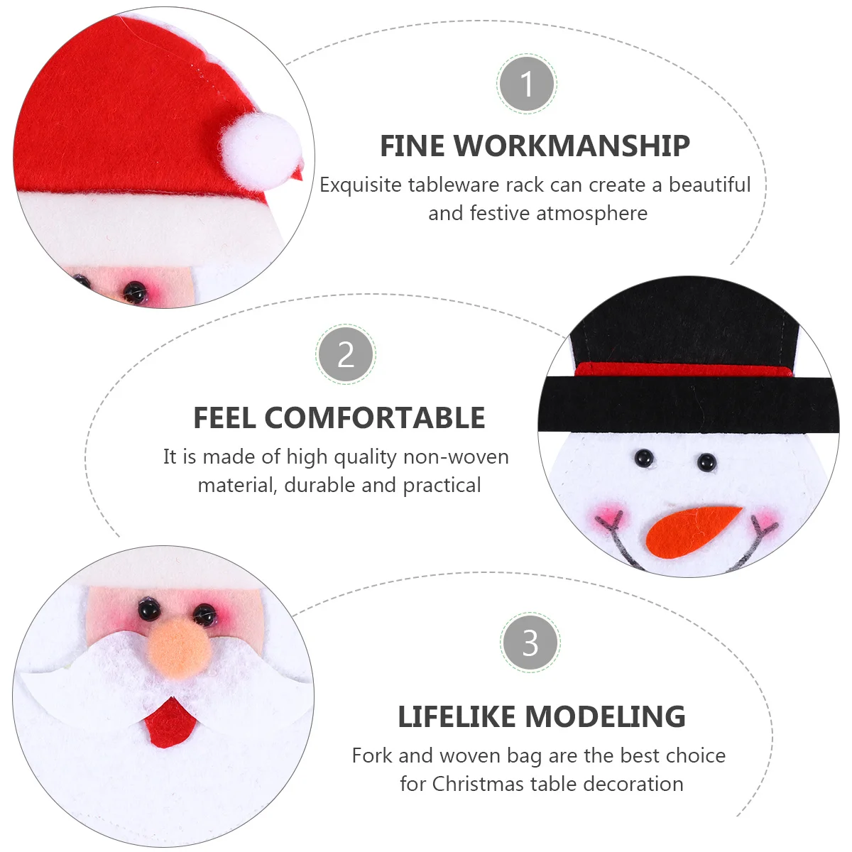 

2Pcs Christmas Tableware Bags Santa Snowman Cutlery Holders Xmas Silverware Decoration Xmas Cutlery Bag Knives and Fork Bag