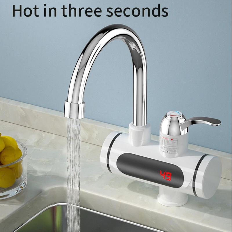 Electric Faucet 3000W Electric Water Heater Kitchen Faucet Instant Hot Water Heater Hot Cold Water Dual-Use Tankless Heaters