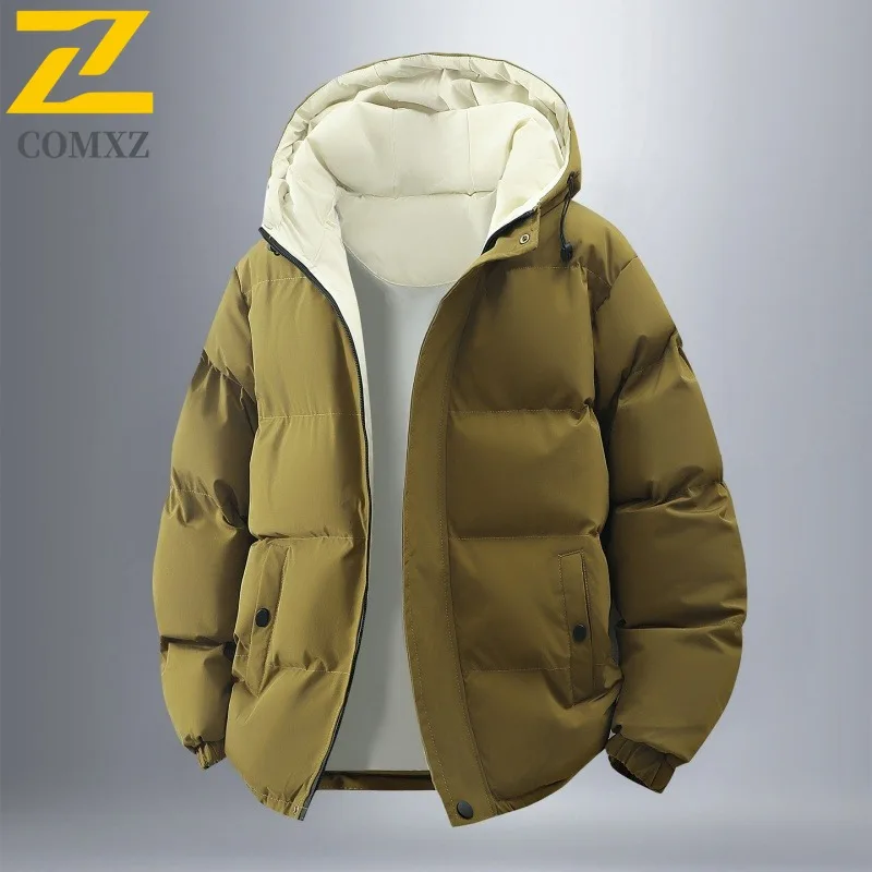 

COMXZ Men Cotton Padded Jacket Hooded Stylish New Handsome Casual Travel Snowy Padded Jacket Outdoor Lightweight Winter Padding