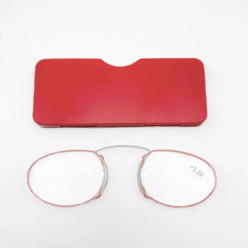 2024 Titanium Mini Reading Glasses Clip Nose Round Optical Glasses With Box Wallet Portable Prescription Eyewear Degree 1 To 3