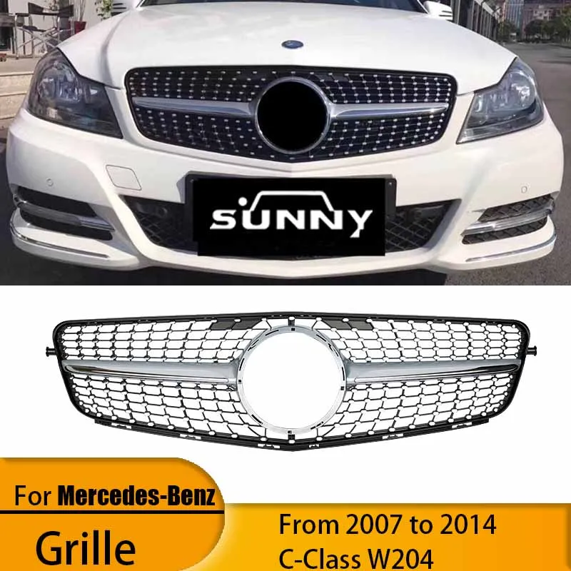 

Suitable for 07-14 Mercedes-Benz W204 center mesh modified GT vertical stripes / full star / C63AMG / glossy black real carbon f