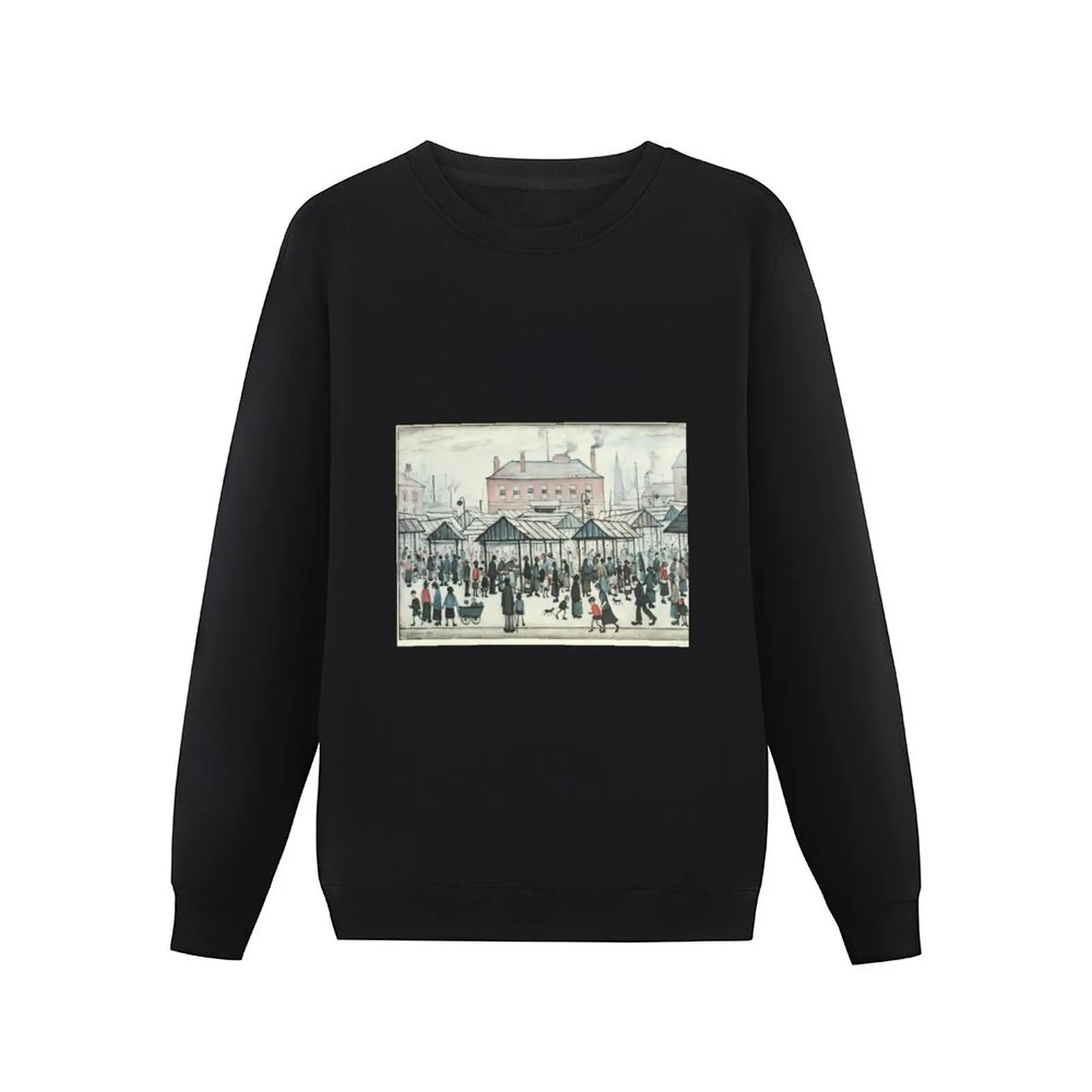 Market Scene, Northern Town, 1939 by L S Lowry Pullover Hoodie japanese style autumn clothes clothes for men men's sweatshirts