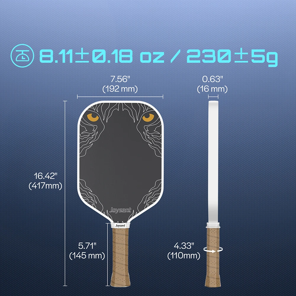 Joysent T700 Carbon Fiber Pickleball Paddle 16mm Gen4 PP Honeycomb Core Thermoformed For Control And Spin Pickleball Racket