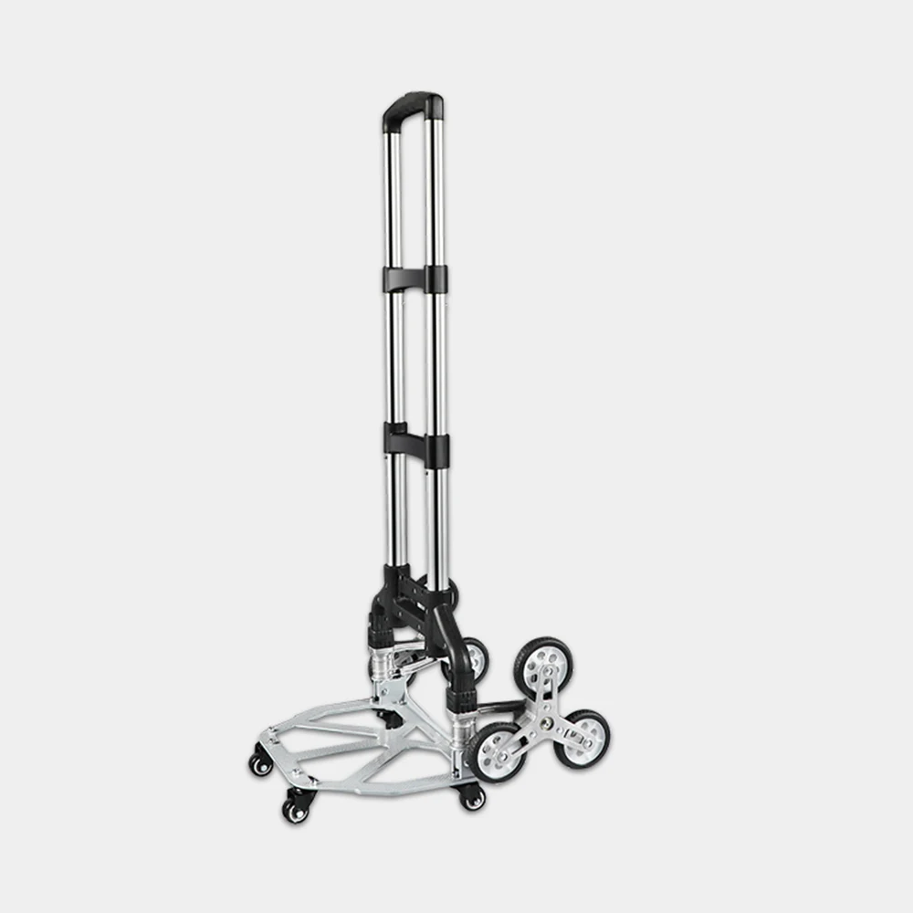 150KG All Terrain Stair Climbing Cart Hand Truck with Bungee Cord Folding Trolley for Upstairs Cargo with 6 Crystal Wheels