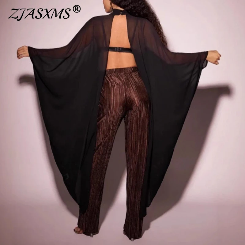 

Summer Sexy Hollow Beach Women Blouses Loose Backless Batwing Sleeve Shirt Pullover Casual O Neck Solid See Through Cover-up Top