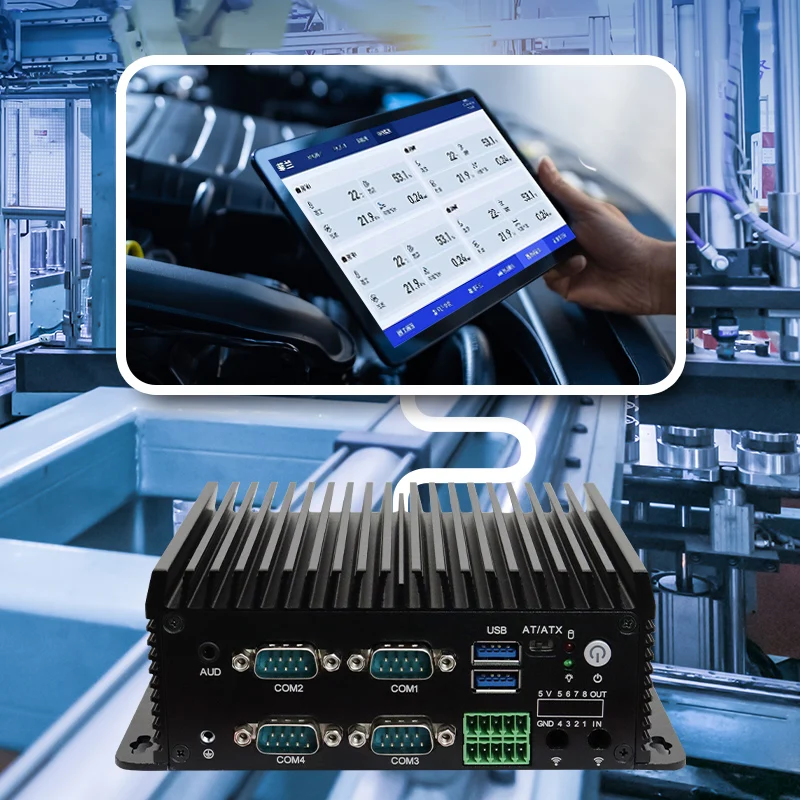 Quad Core N95 N97 Mini PC RS485 RS232 3G 4G LTE Fanless Industrial Computer W/ Dual LAN Dual COM SIM Slot I7 12 Stock