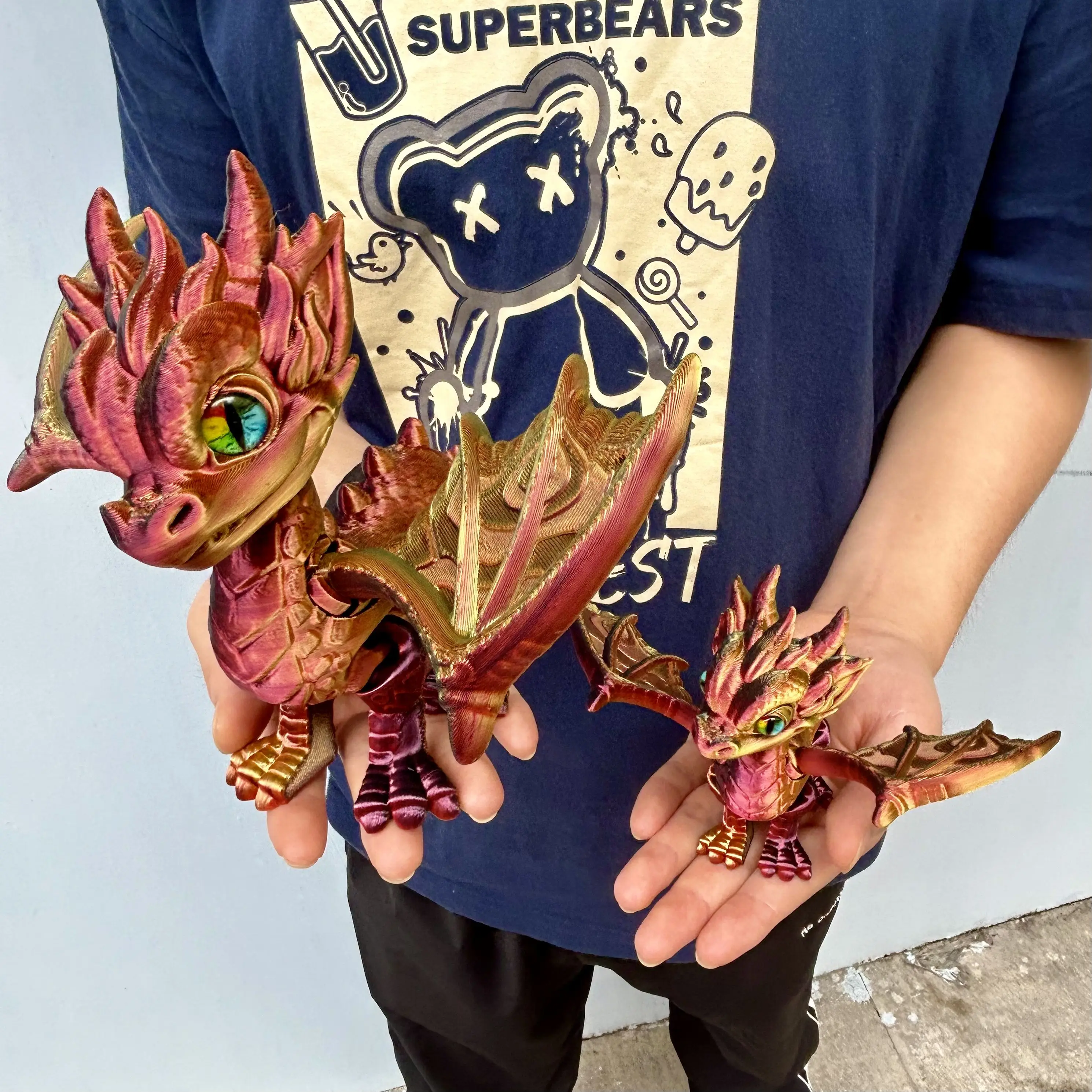 تمثال تشارجر مطبوع ثلاثي الأبعاد، تمثال تماثيل ملونة، حيوان مرن مطبوع ثلاثي الأبعاد، هدايا، 27.5 سم/10.83 بوصة، 17 سم/6.69 بوصة