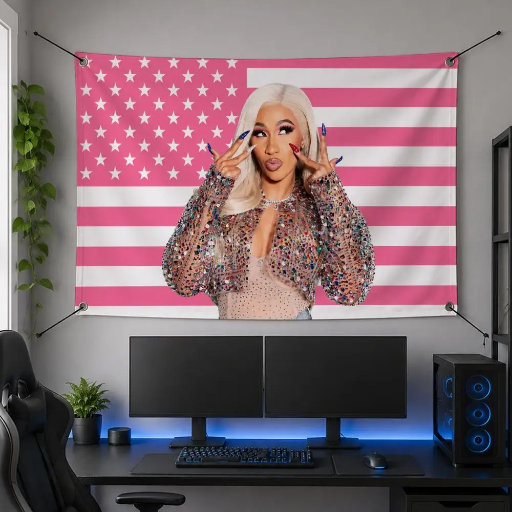 Music Famous Global Popular Modern Iconic Art C-Cardi B Flags Flag Banner for Bedroom Dorm Party Home Living Room Game Room Gift