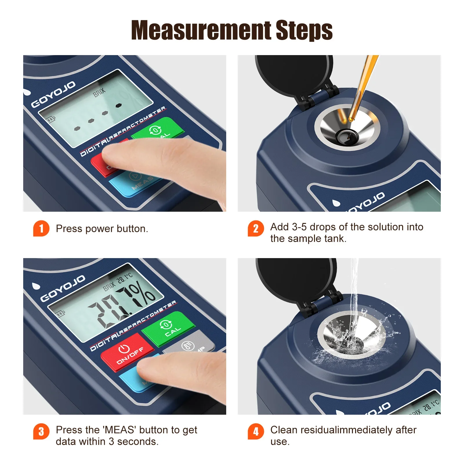 0~55%  Brix Meter for Fruit Drink Honey Digital  Refractometer Sugar Tester Meter Suger Content Measuring Instrument