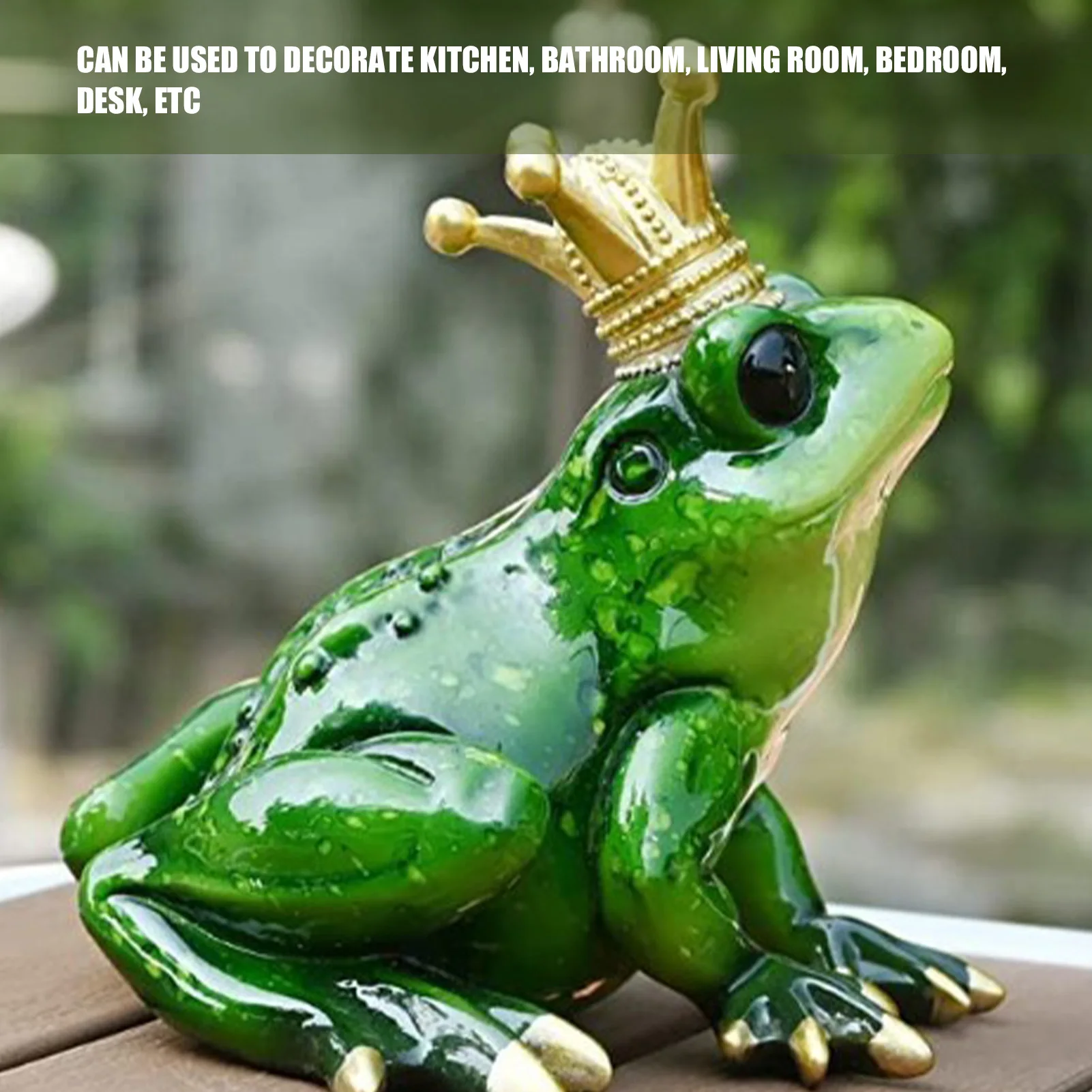 Frog Figurine Sculpture Lifelike Cute Synthetic Resin Desktop Statue Ornament For Kitchen Bedroom Garden