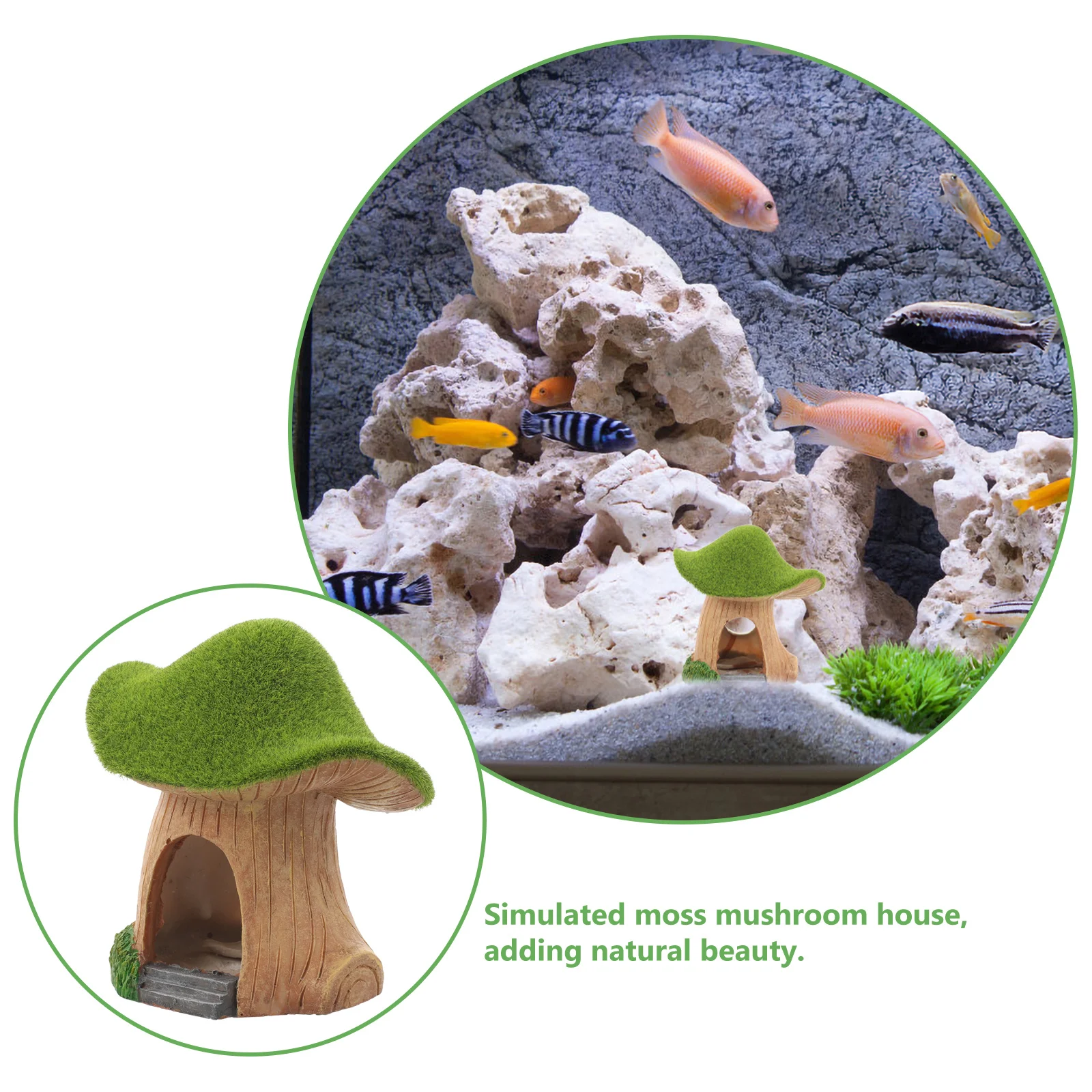 

Mushroom House Hideout Ornament Fish Tank Decor Resin Craft Aquarium Landscape Decoration Natural Color Scenery