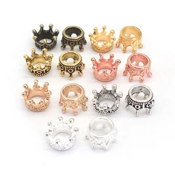 10/20 piezas de cuentas espaciadas sueltas de aleación de oro y plata, cuentas de corona para fabricación de joyería, collar de pulsera DIY, accesorios hechos a mano de 7x10mm