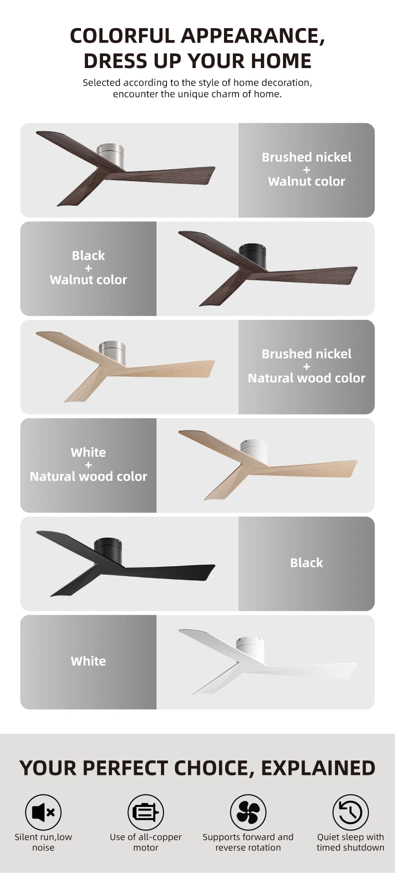 Retro Ceiling Fan for Home – 52-Inch DC Motor, No Light, Remote Control — detail 17
