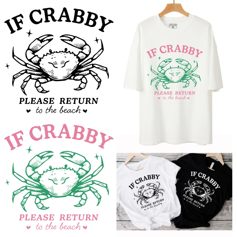

28cm fashionable crab heat transfer printing DTF sticker T-shirt hoodie ironing decoration patch casual personality DIY sticker