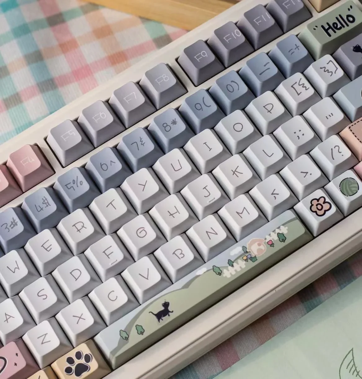 

Lazy cat daily knocking keycaps hot sublimation original height keycaps BPT full set