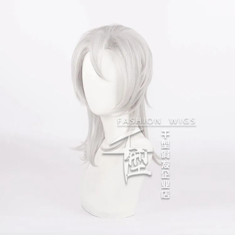 Peruka Cosplay Uzui Tengena Srebrna Syntetyczna Peruka dla Kobiet i Mężczyzn Japońskie Anime Role Play Przebranie Peruki Akcesoria do Kostiumów na Comic-Con