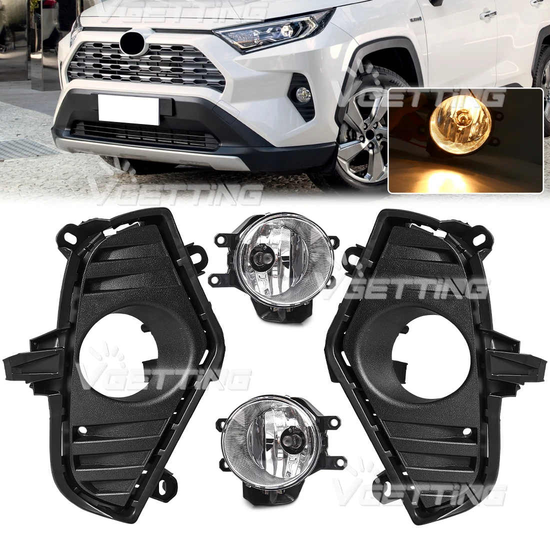 

Car Front Fog Lamp For Toyota RAV4 2019 2020 2021 Hglogen Bulbs Driving Light Daytime Running Light Waterproof With Wires Switch