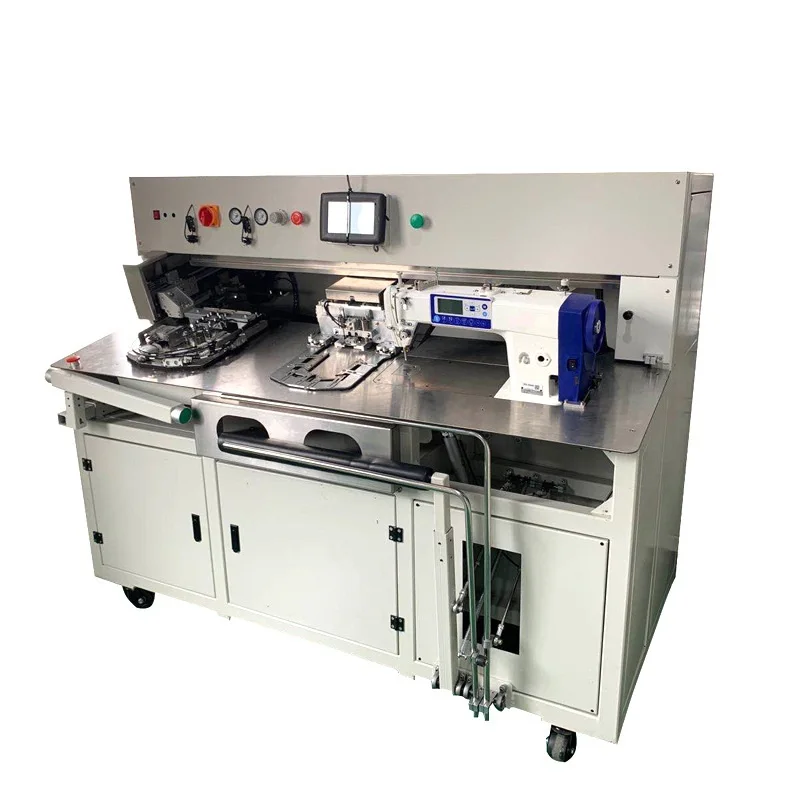QS-120MT Single Nee dle أداة ضبط الجيب الأوتوماتيكية خالية من الحديد قميص تي شيرت الجينز جيب ربط ماكينة خياطة صناعية