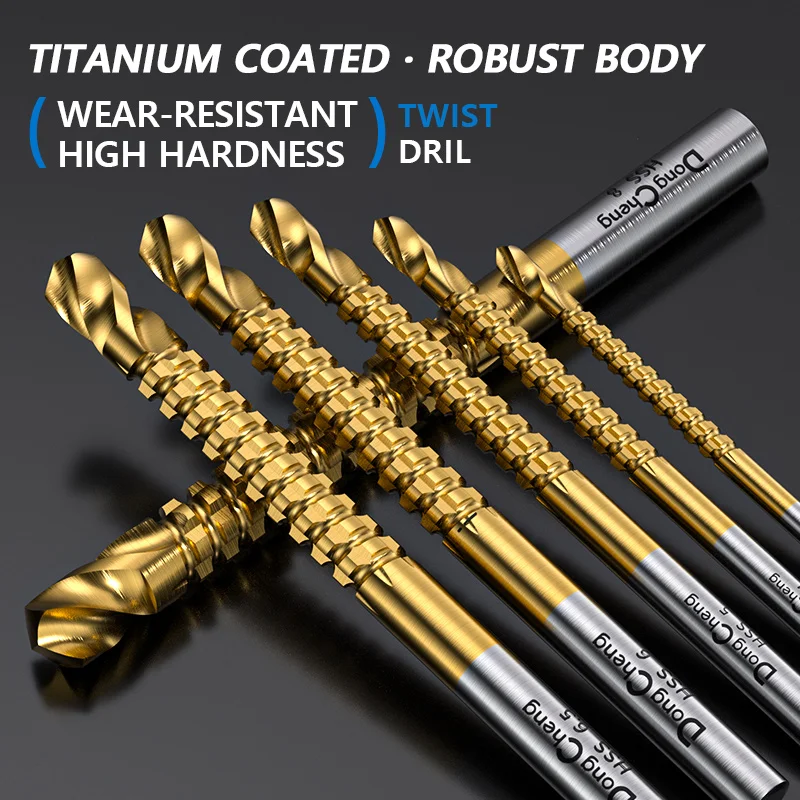 Twist Drill Bit HSS Titanium Coated Serrated Metal Drill Bit 135 Degree Split Point Round Shank for Wood Plastic 3 4 5 6 6.5 8mm