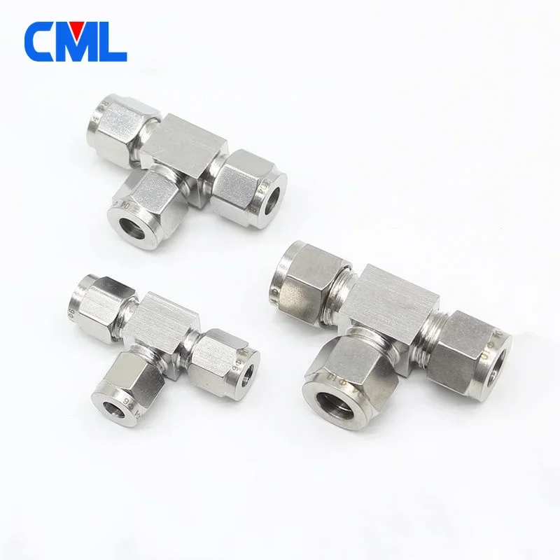 

Stainless steel 304 1/8" 1/4" 3/8" 1/2" 3mm 4mm 6mm 8mm 10mm 12mm 14mm 16mm 18mm 3 Way Double Ferrule Tee Tube fitting Connector