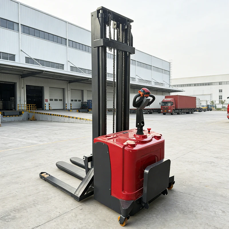 Straddle Leg Pallet Stacker 2Ton 4.5m Lift Full Electric Stacker Adjustable Mast Factory Cargo Loading Unloading