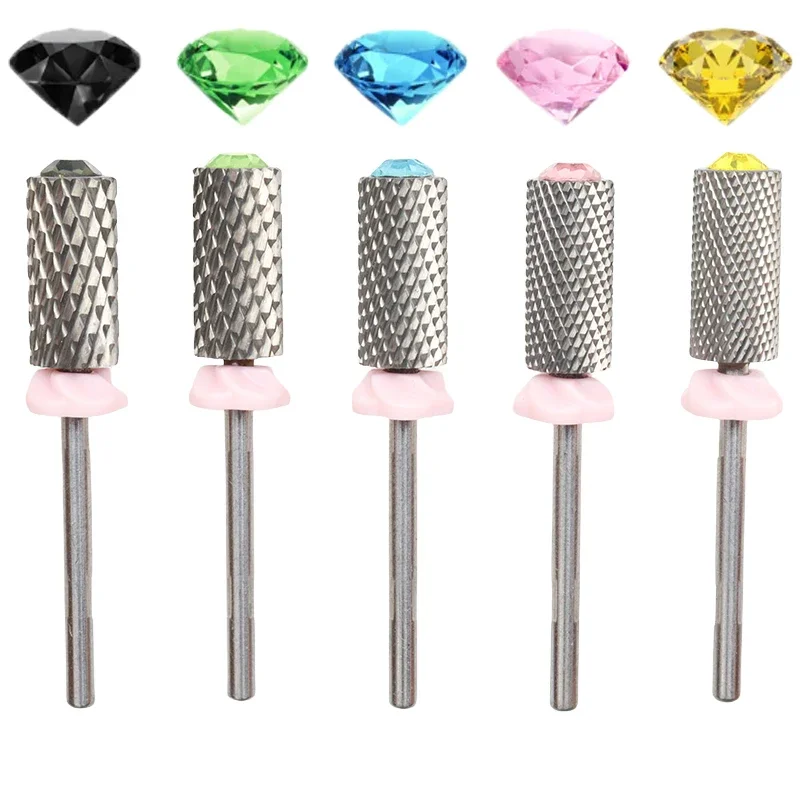 Premium Crystal Cross Tooth Tungsten Carbide Nail Drill Bit with Diamond Nail Grinding Head for Dead Skin Remove Nail Art Tool