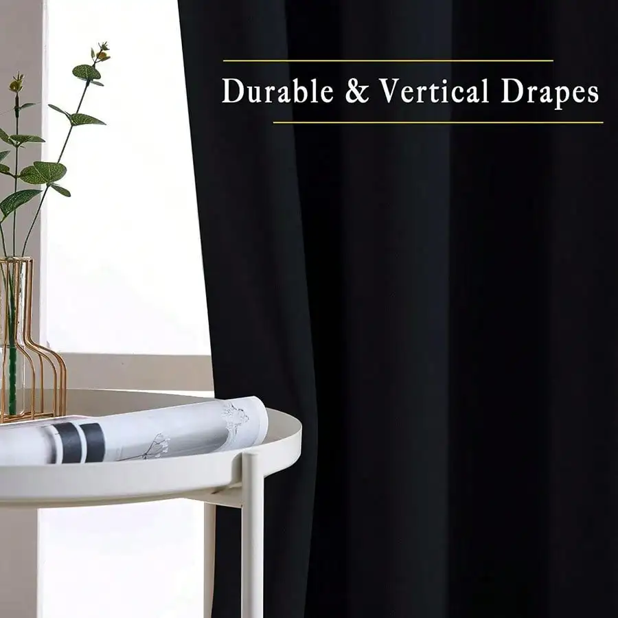 2pcs Blackout Thermal Curtains, Grommet 100% Light Blocking Room Darkening Window Drapes With Coating Insulated Lining For Bedroom Living Room Home Decor view 4