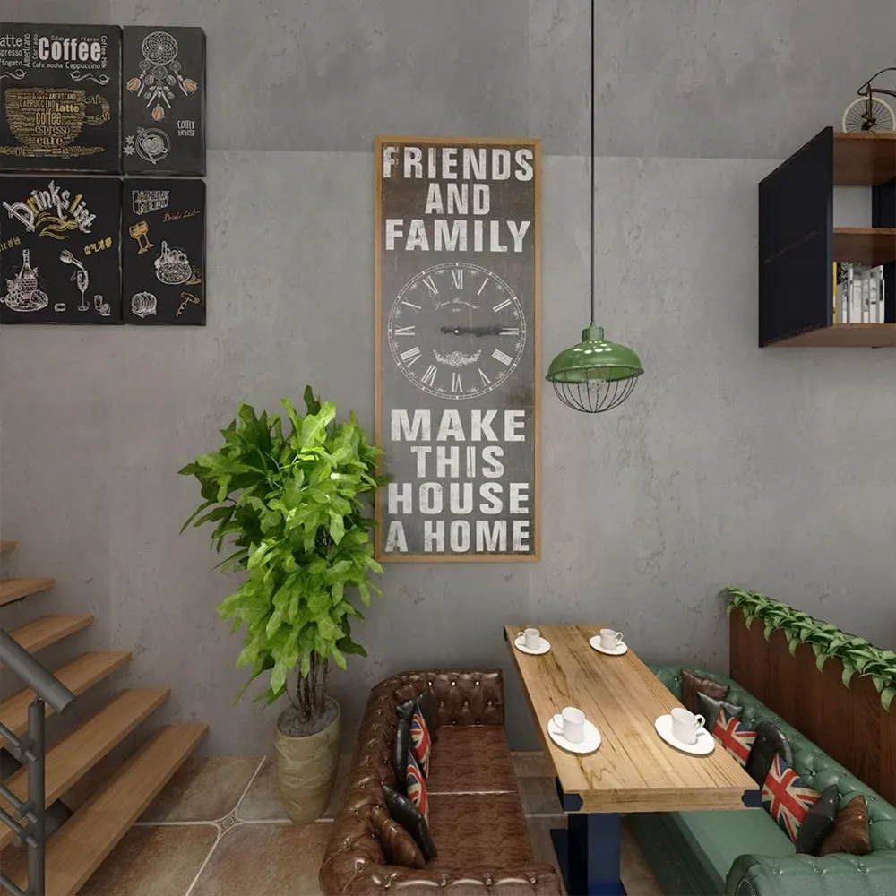 ورق جدران أسمنتي واسع جدًا من الخرسانة قابل للتقشير واللصق بلمسة نهائية غير لامعة ورق اتصال على سطح الطاولة باللون الرمادي الداكن مقاس 31.5 × 394 بوصة ثي