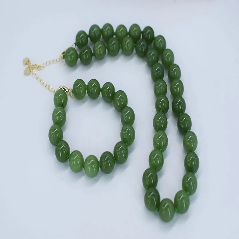 1set brown/blue/pink/green jade round 12mm necklace bracelet 43cm/18cm