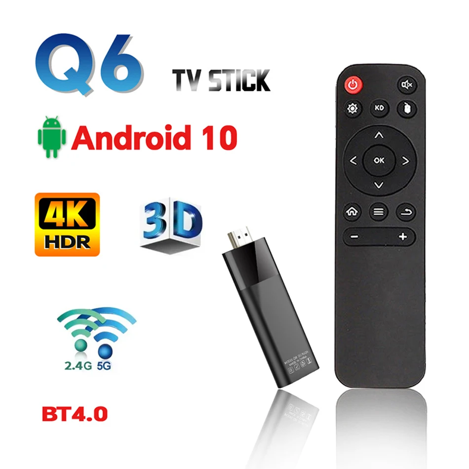 LEMFO Q6 TV Stick Allwinner H313 Quad Core Cortex A53 Android10  Support 4K Video 4K Wifi2.4G/5G Mini TV Box