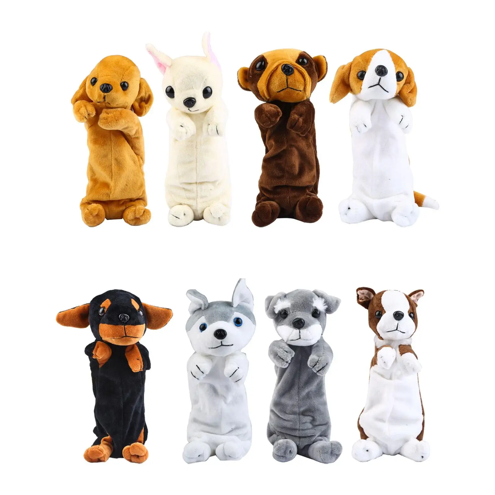 4Pcs Stuffed Dog Doll Pencil Cases Animal Pencil Pouches for Children Travel